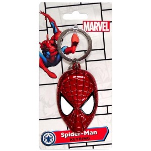 PORTACHIAVI SPIDER MAN HEAD 2D PEWTEER KEY METALLO ROSSO